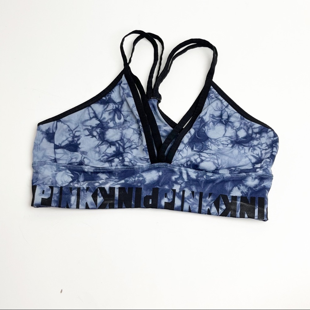 PINK VICTORIA’S SECRET Blue Marled Strappy Yoga Push Up Bralette, Size XS